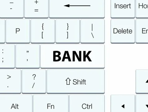 Bank white keyboard button Stock Illustration