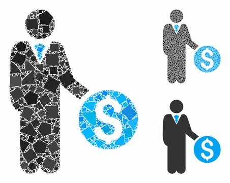 Banker Composition Icon of Ragged Elements 스톡 일러스트