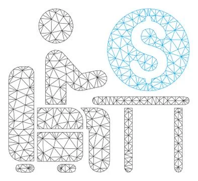 Banker Office Vector Mesh Wire Frame Model Illustrazione stock
