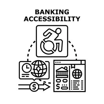Banking accessibility concept for disabled people Stock Illustration