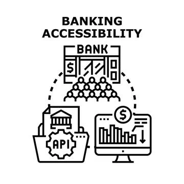 Banking accessibility concept integrating digital services for customers Stock Illustration