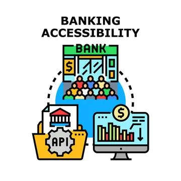 Banking accessibility concept integrating digital services for customers Stock Illustration