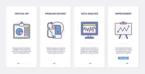 Banking analysis financial data technology, UX, UI onboarding mobile app page Illustrazione stock