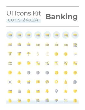 Banking and finance flat gradient color ui icons set Illustrazione stock