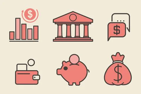 Banking and saving icon set Illustrazione stock