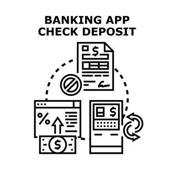 Banking app check deposit concept vector illustration Stock Illustration