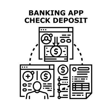 Banking app check deposit process illustration concept Stock Illustration