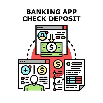 Banking app check deposit process illustration concept Stock Illustration