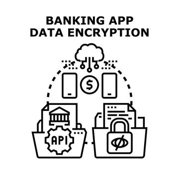 Banking app data encryption secure payment technology 스톡 일러스트