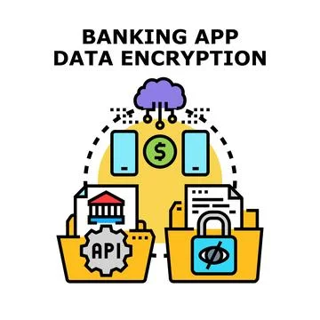 Banking app data encryption secure payment technology Stock Illustration