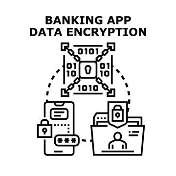 Banking app data encryption securing personal financial information Stock Illustration