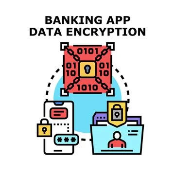 Banking app data encryption securing personal financial information Stock Illustration