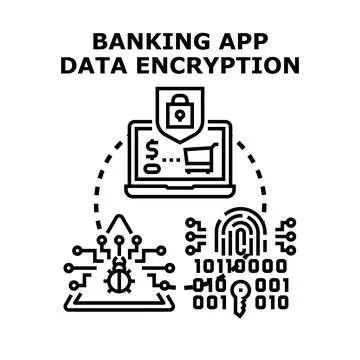 Banking app data encryption security concept illustration Stock Illustration