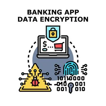Banking app data encryption security concept illustration Stock Illustration