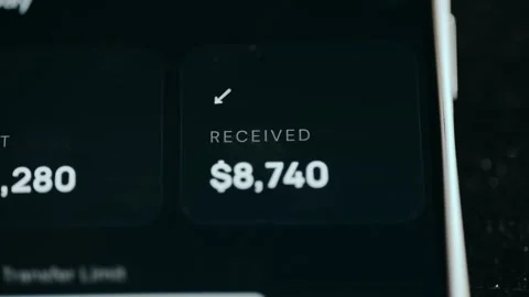 Banking app displays the RECEIVED amount of USD Stock-Footage 331580656