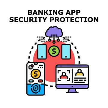 Banking app security protecting online mobile financial data Stock Illustration