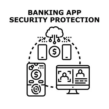 Banking app security protecting online mobile financial data Stock Illustration
