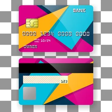 Banking card template background 3d patches pattern Stock Illustration