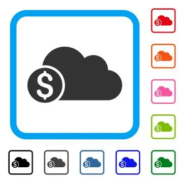 Banking Cloud Framed Icon Stock Illustration
