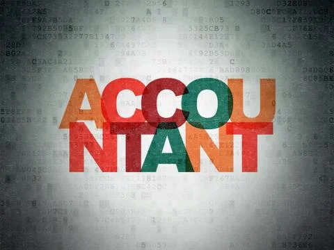 Banking concept: Accountant on Digital Data Paper background Illustrazione stock