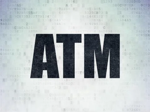 Banking concept: ATM on Digital Data Paper background Illustrazione stock