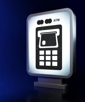 Banking concept: ATM Machine on billboard background 스톡 일러스트