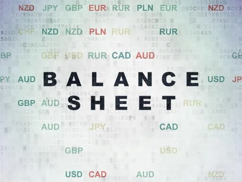 Banking concept: Balance Sheet on Digital Data Paper background Ilustración de archivo