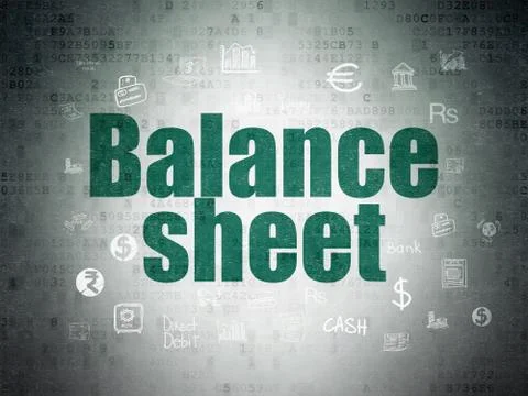Banking concept: Balance Sheet on Digital Data Paper background Illustrazione stock