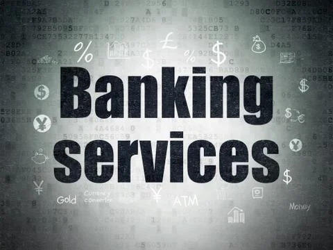 Banking concept: Banking Services on Digital Data Paper background Stock Illustration