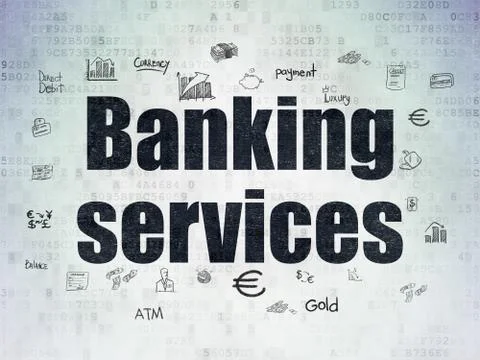 Banking concept: Banking Services on Digital Data Paper background Stock Illustration