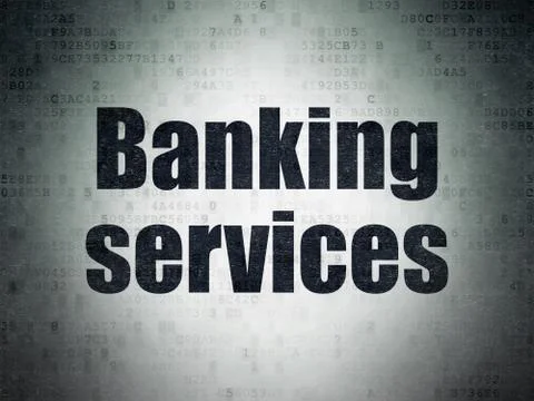Banking concept: Banking Services on Digital Data Paper background Illustrazione stock