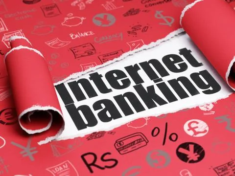 Banking concept: black text Internet Banking under the piece of  torn pape Ilustração Stock