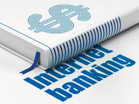 Banking concept: book Dollar, Internet Banking on white background Illustrazione stock