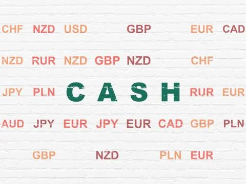 Banking concept: Cash on wall background Stock Illustration