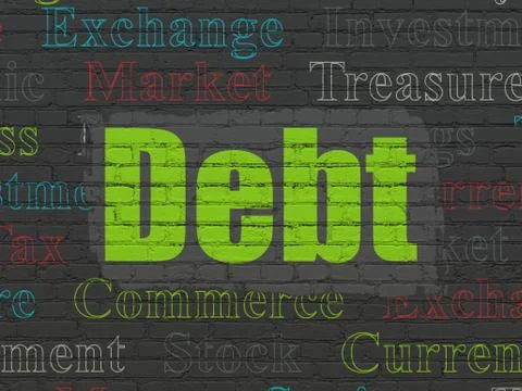 Banking concept: Debt on wall background Ilustración de archivo