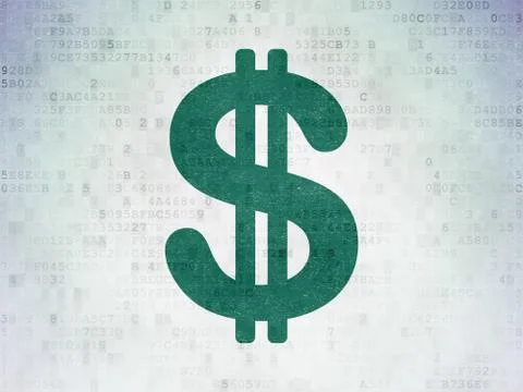 Banking concept: Dollar on Digital Data Paper background Illustrazione stock