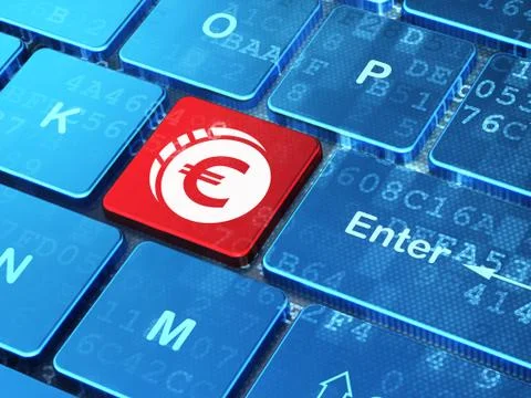 Banking concept: Euro Coin on computer keyboard background 스톡 일러스트