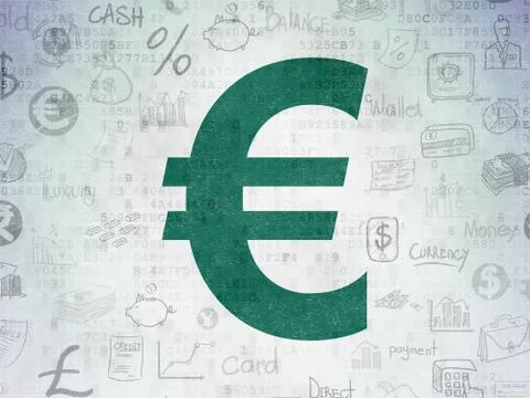 Banking concept: Euro on Digital Data Paper background Illustrazione stock