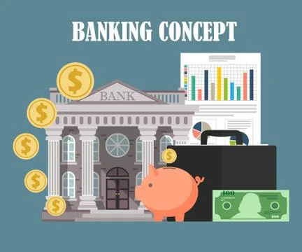 Banking concept in flat design. Vector illustration Stock Illustration