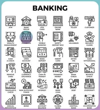 Banking concept icons Illustrazione stock