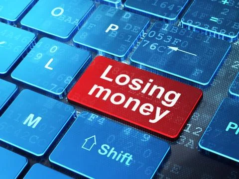 Banking concept: Losing Money on computer keyboard background Illustrazione stock