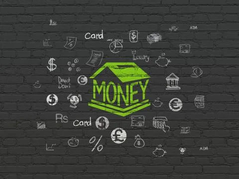 Banking concept: Money Box on wall background Ilustración de archivo