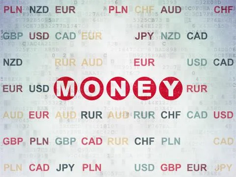 Banking concept: Money on Digital Data Paper background Illustrazione stock