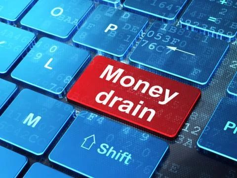 Banking concept: Money Drain on computer keyboard background イラスト素材