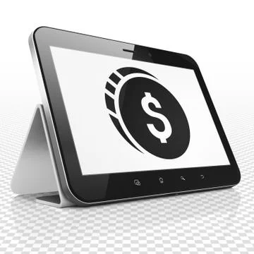 Banking concept: Tablet Computer with Dollar Coin on display Stock-Illustration