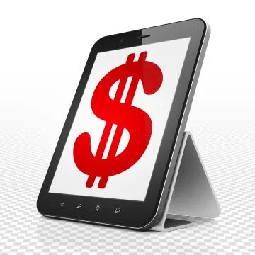 Banking concept: Tablet Computer with Dollar on display Illustrazione stock