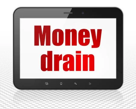 Banking concept: Tablet Pc Computer with Money Drain on display Ilustração Stock