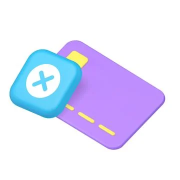 Banking credit debit card error reject payment cancel 3d icon realistic vec.. Stock Illustration