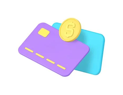 Banking credit debit card send money exchange financial transaction 3d icon r Stock Illustration