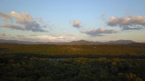 Banking drone flight over estuary Playa Grande Costa Rica Stock Footage 90975808